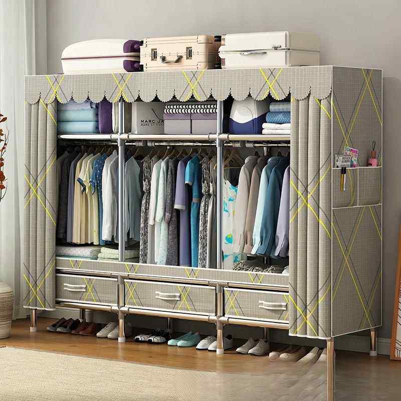 金加厚OKM出简易衣柜家用卧合室加接头钢管组装加粗固租房收纳带