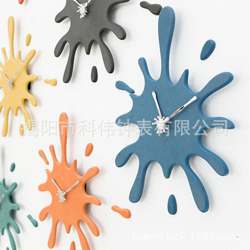 225新款时尚简约创意壁钟客装饰木质挂钟个性异型厅钟木T9201表钟