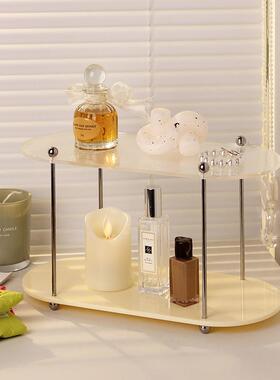ins风玄关收纳托盘摆件家居客厅桌面双层亚克力化妆品置物架
