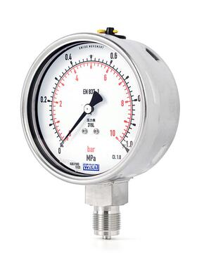 威卡全不锈钢压力表232.50.100径向1.0级G1/2B负压真空表316L