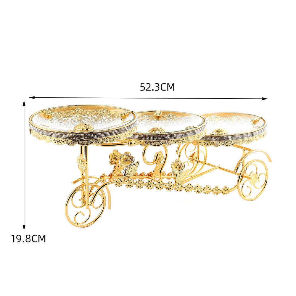 家用三轮车三盘水果盘圆形轻奢客厅茶几摆件欧式精美雕花水果盘,餐饮具,果盆/果盘/果篮,淘宝优惠券,粉丝福利购,淘宝优惠卷