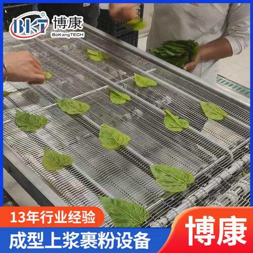 天妇罗翠叶上浆机 桑叶上浆油炸流水线 海苔单面挂糊机薯塔淋浆机