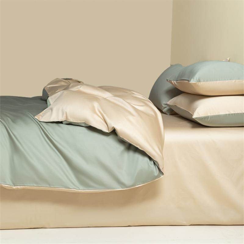 高轻奢全棉6s支贡LW米娅缎长绒棉件套纯色端四双拼纯棉被套床上0