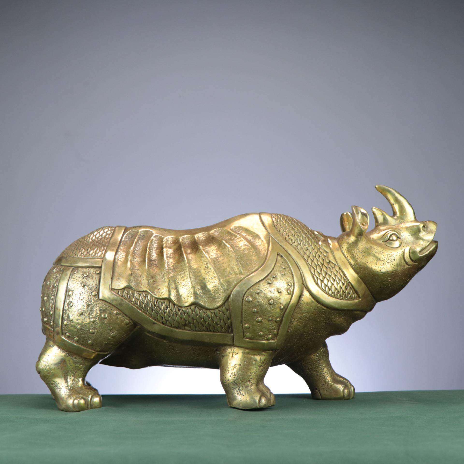 铜犀牛摆件 家居玄关客厅办公室工艺品创意犀牛摆件 大犀牛西牛
