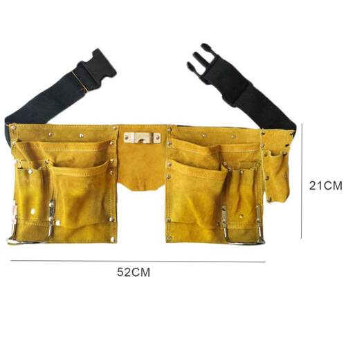 现货供应牛二层皮工具双包 园林工具包 牛津布包