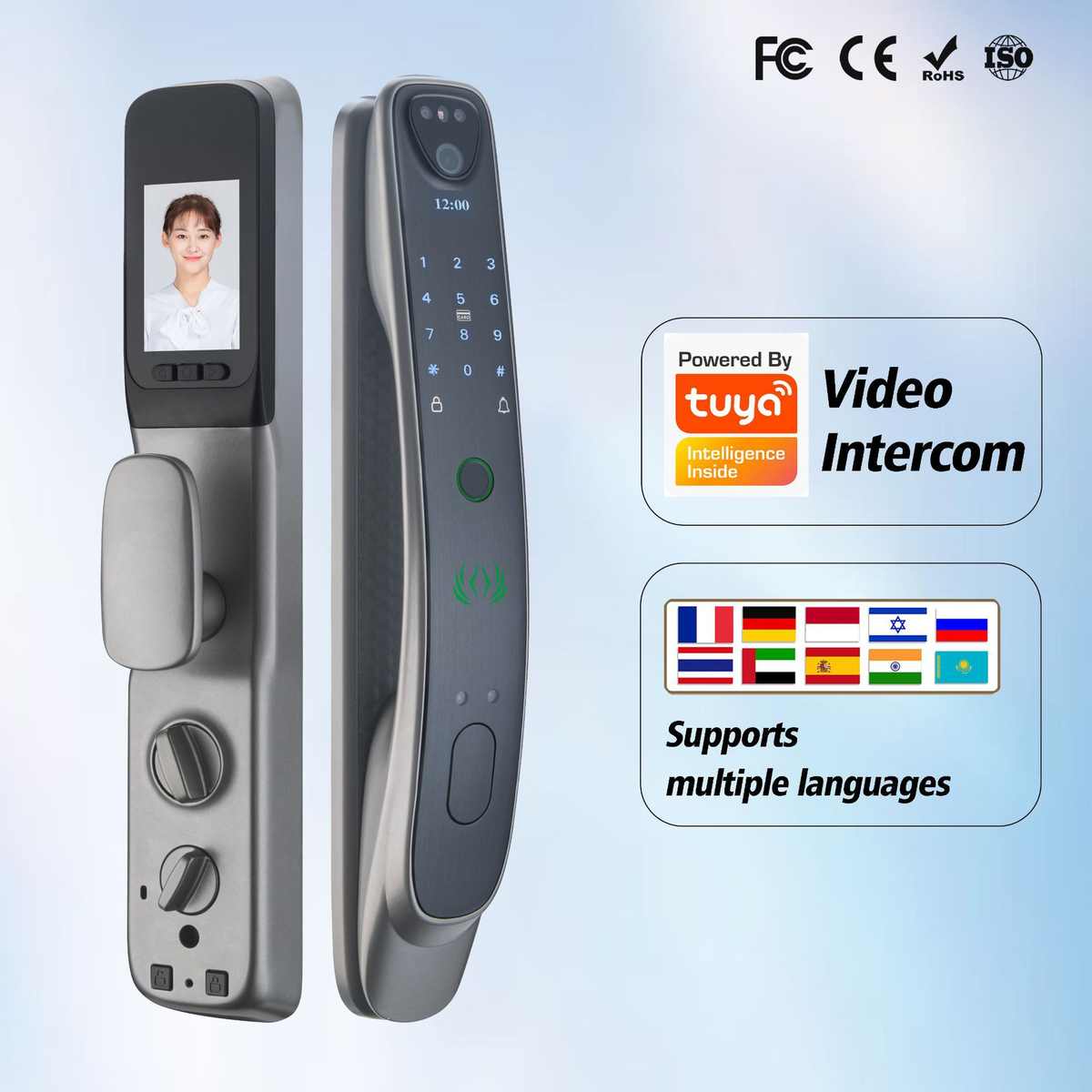 指纹锁密码锁家用门锁人脸识别电子锁智能门锁防盗门ZigBee6085