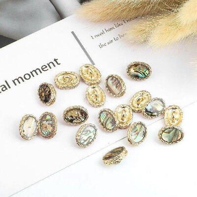 5PCS 12MM Creative Oval Metal Shank Button Colored Abalone