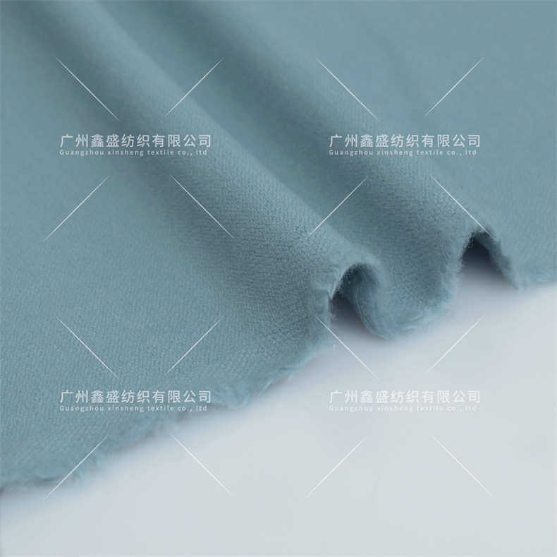 товар из китая 秋冬新款浅灰蓝山羊绒桑蚕丝羊毛绒面粗纺麦尔登毛呢面料w83125