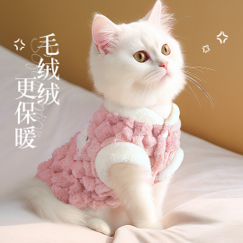 猫咪衣服秋冬保暖布偶德文，蓝猫银渐层公主风，马甲冬装可爱冬天棉衣