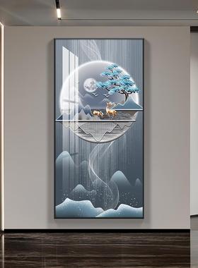 关黑白灰玄挂画现代约走廊道装饰画抽象入户九鱼图高过00914简级