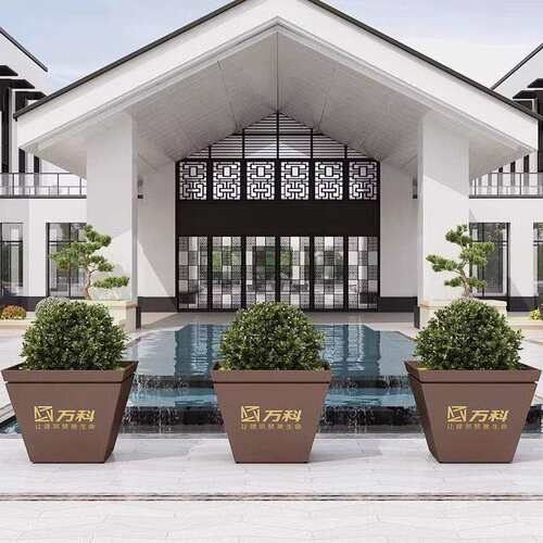 不锈钢铁艺绿植花架商业街花箱围栏庭院外摆花槽广场花坛创意设计