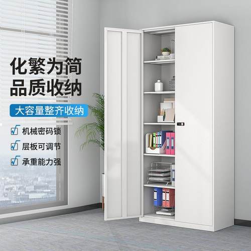 办公柜室文件档密码锁案柜纯白铁柜财务凭证皮SY-WJG06柜玻璃门钢