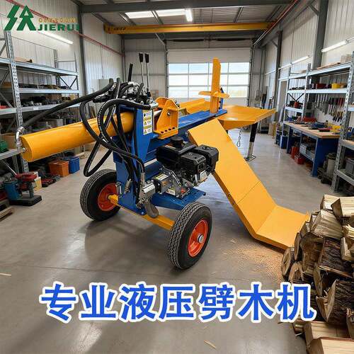全新型28T液压劈木机集成自动上料架功能适用粗木段树墩劈裂作业