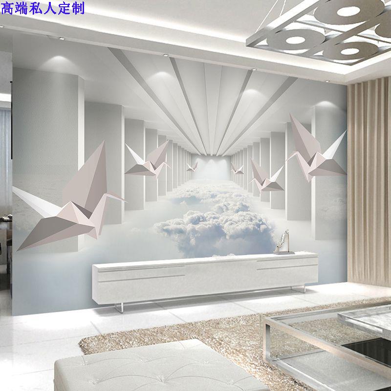 北欧电视背景墙壁纸8d立体壁画简约现代客厅墙布3d空间感影视壁纸