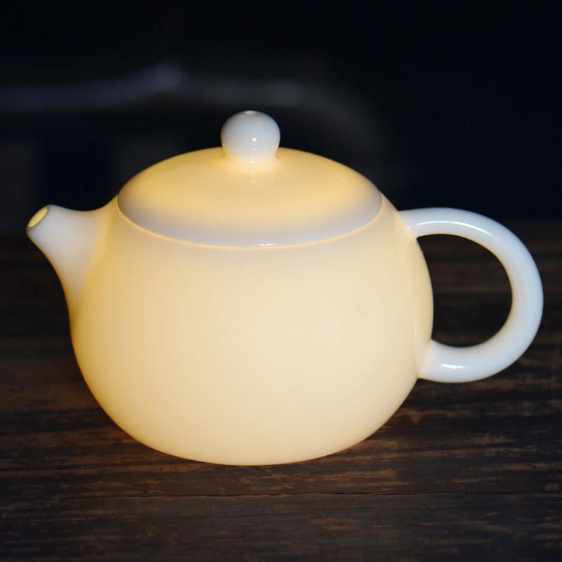 德化羊脂玉瓷白瓷茶壶单壶功夫茶具倒把西施壶陶瓷壶家用办公简约