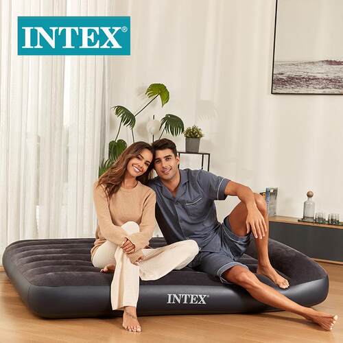 INTEX64142户外野营便携充气垫家用单双人充气床垫植绒气垫充气床