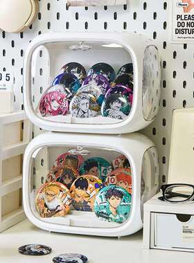 舱太空吧唧收纳展示防YM-308-2倒无挡遮收架纳盒桌面周边展示柜