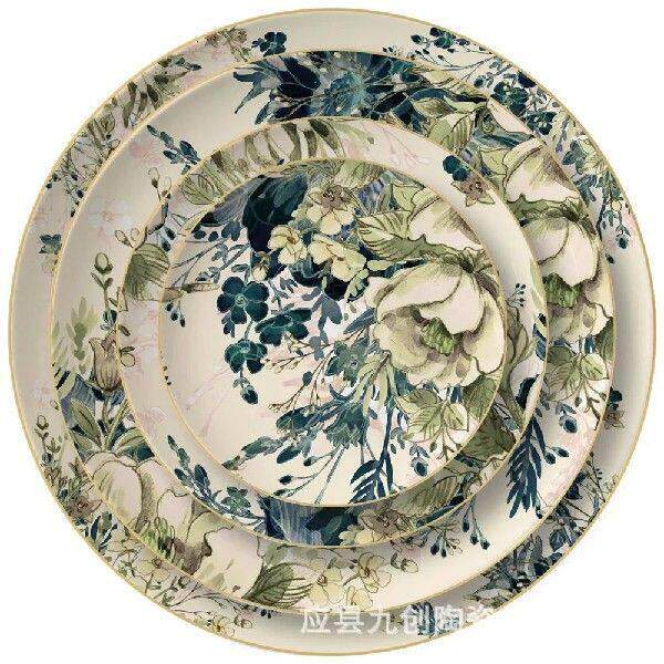 Creative Retro Flower Plate Western Pasta Plate Household