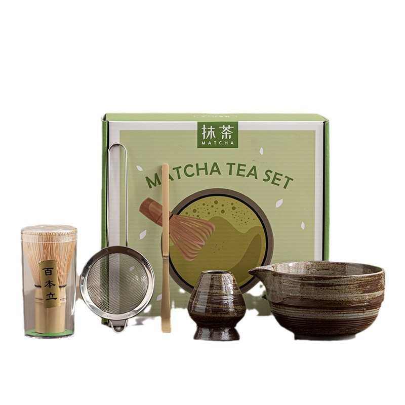 日式抹茶道工具百本立粗陶茶筅立茶碗家用整套宋代点茶器茶筅套装