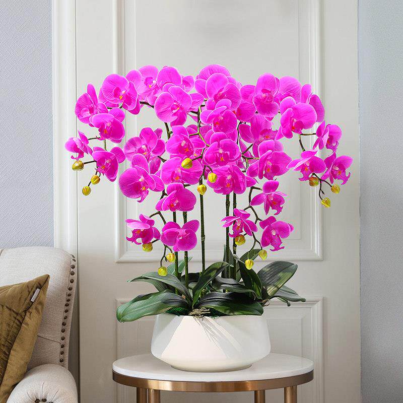 花与梦大盆PU手感蝴蝶兰彷真花艺摆件客厅茶几电视柜摆设假花装饰