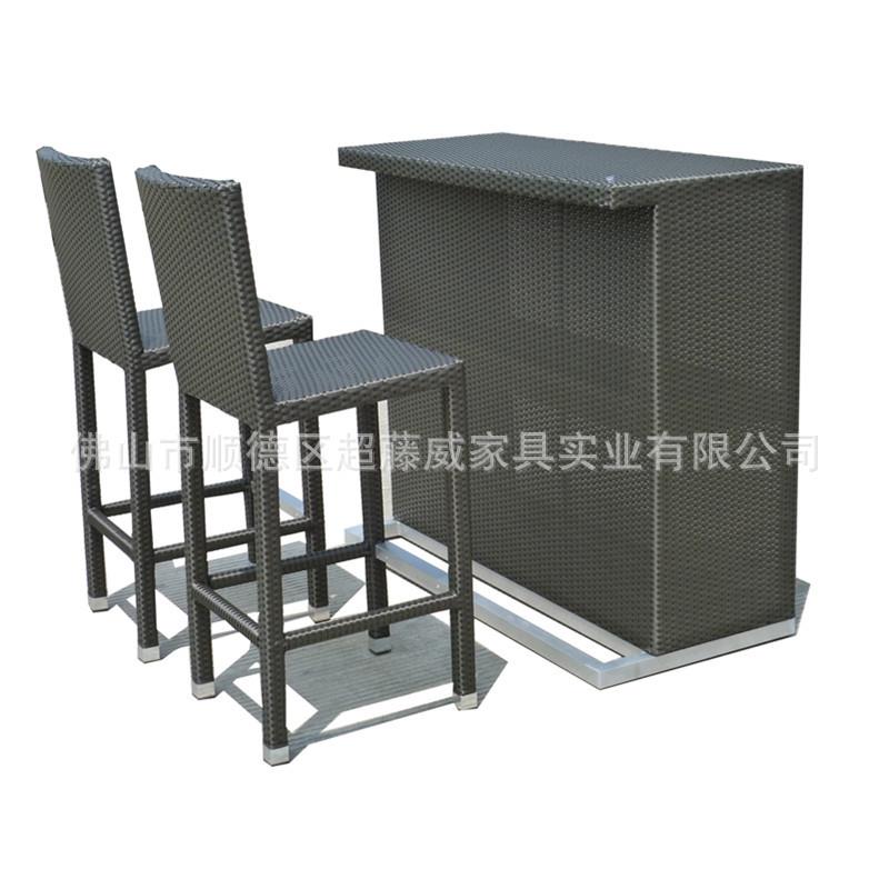 藤编前台柜防锈商用吧台桌酒吧吧台餐厅弧形酒椅现代风户外商用