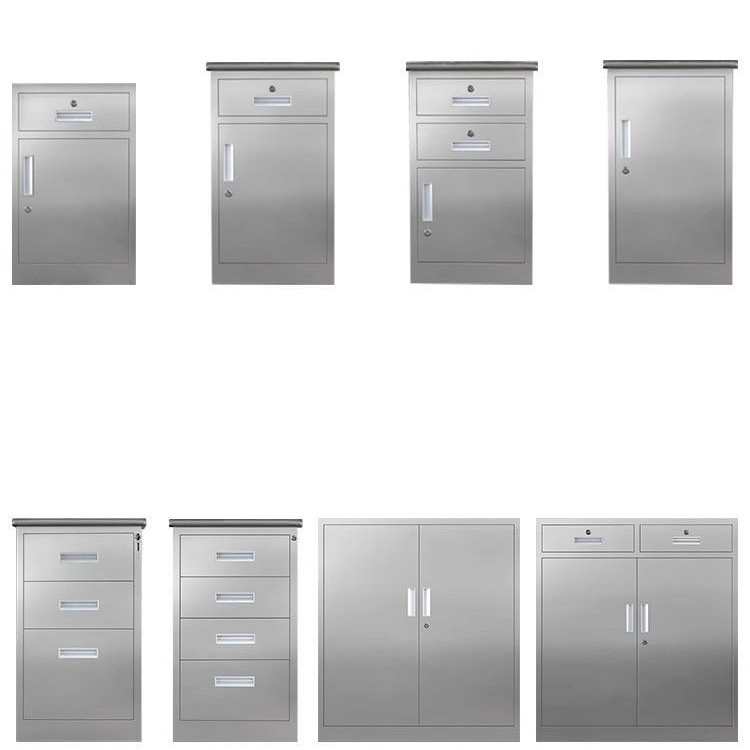 jg304不锈钢矮柜办公室文件柜床头柜工具柜储物柜阳台带锁收纳活