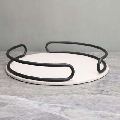 简约现代圆形托盘样板房电视柜卧室书房客厅桌面玄关软装饰品摆件