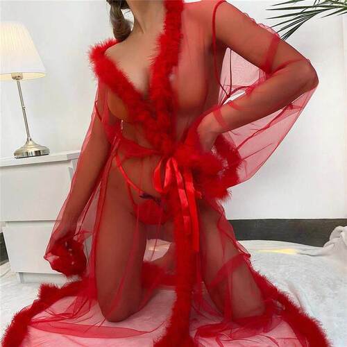 Women Sexy Mesh Sheer Tulle Robe Sleepwear Nightwear See