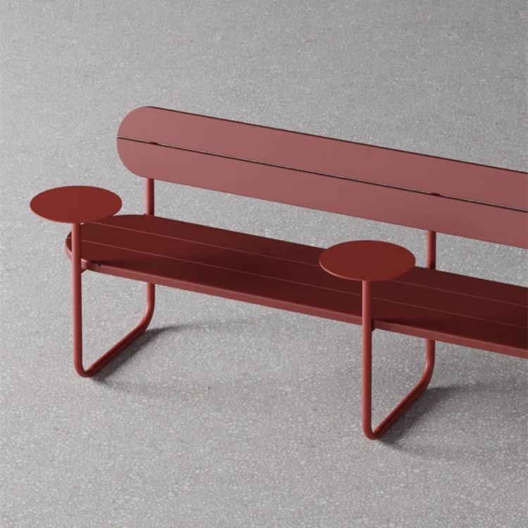 创意高级氛围感庭院露台公园咖啡店奶茶店广场商场金属长凳椅可定