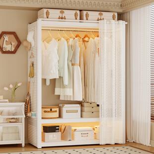 衣柜家用卧室租房用金属钢制简易安装 衣帽间洞洞板一体组合收纳柜