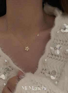 MiManchi小花项链银女纯银轻奢小众女款2024新款配饰闺蜜生日礼物