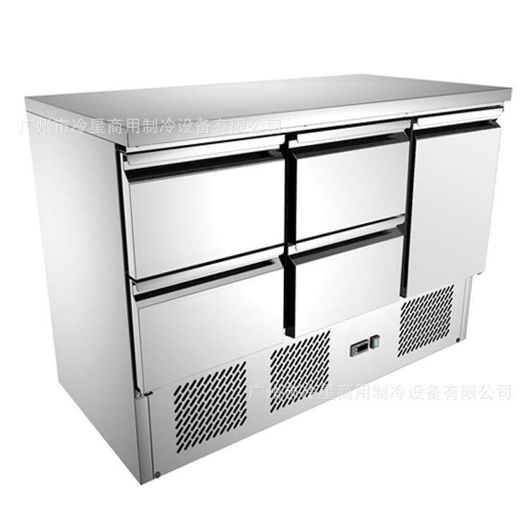 酒店厨房抽屉式冷藏柜4抽屉操作工作台商用抽屉式雪柜冰箱冰柜