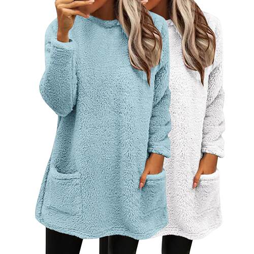 Sparkling women's plush fabric long sleeved hooded