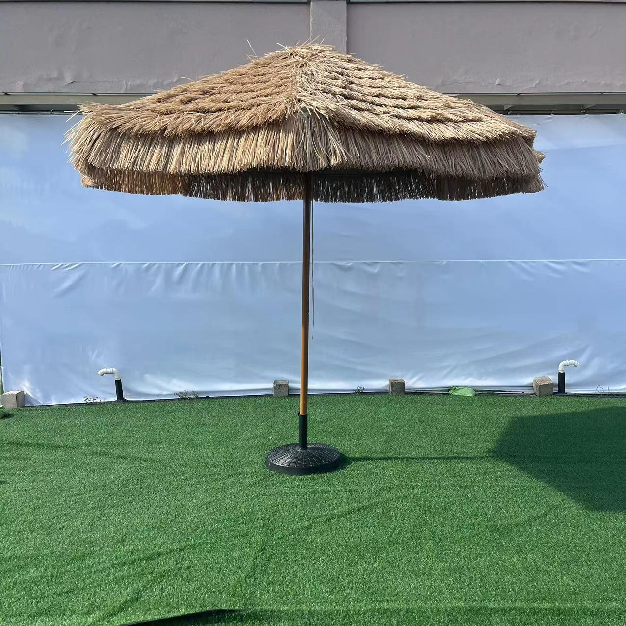 户外景区营地防晒仿稻草伞沙滩伞酒店民宿庭院遮阳单层茅草太阳伞