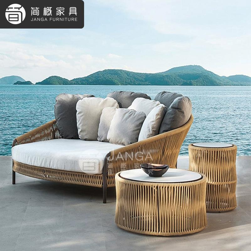 户外别墅庭院沙发休闲藤编沙发椅家具组合阳台花园防水防晒沙发