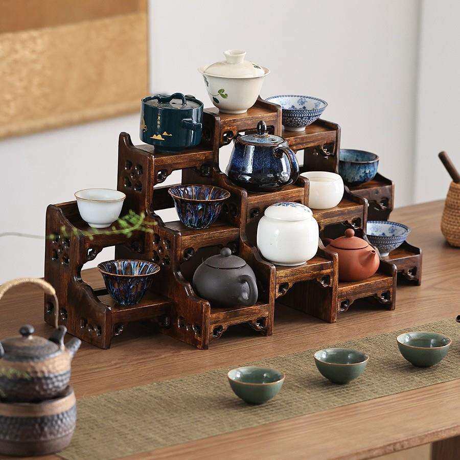 中式桌面小型博古架实木茶壶展示架紫砂壶摆放架子茶具置物架摆件
