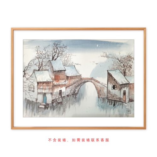 【正版授权】青年艺术家李红珊《冬》江南水乡新中式装饰限量版画