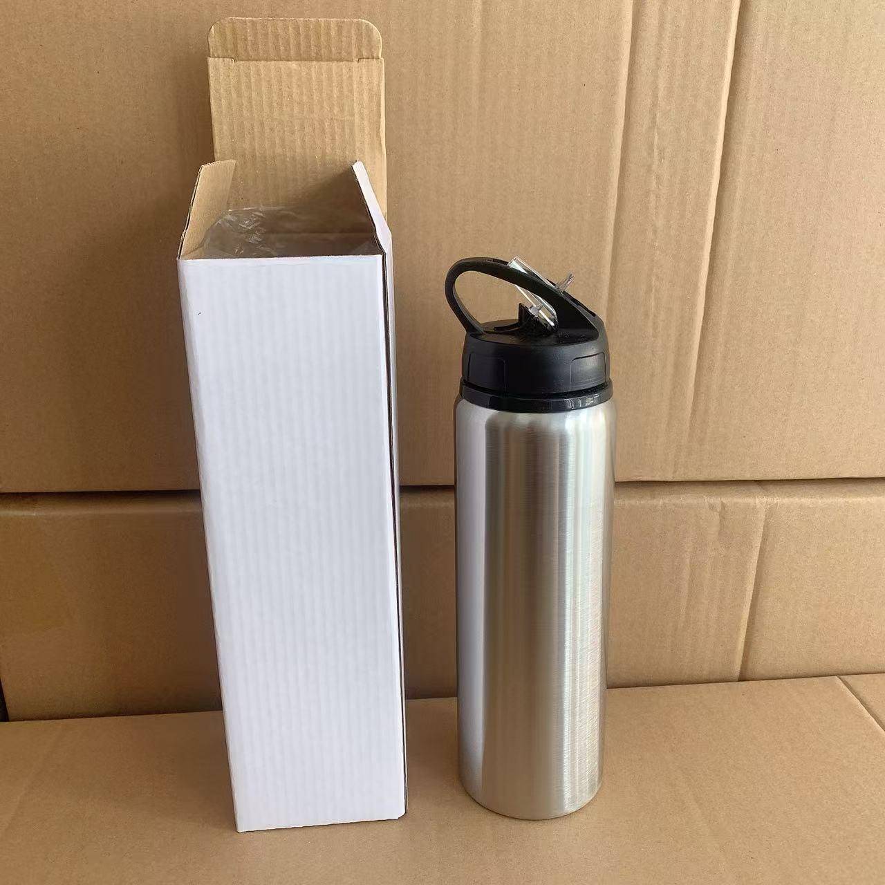 大口不锈钢运动水壶美式新款保温杯骑行水壶户外杯子单层带吸管盖