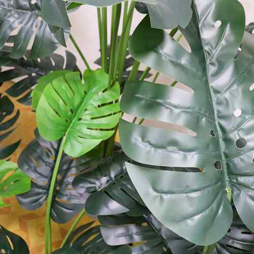 仿物真植龟背竹假盆栽植龟背651519盆景客厅室内装饰摆件假树型大