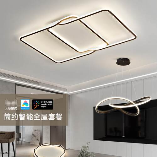 极简客厅主灯现代简约大气意式线条吸顶灯中山灯具全屋灯具组合