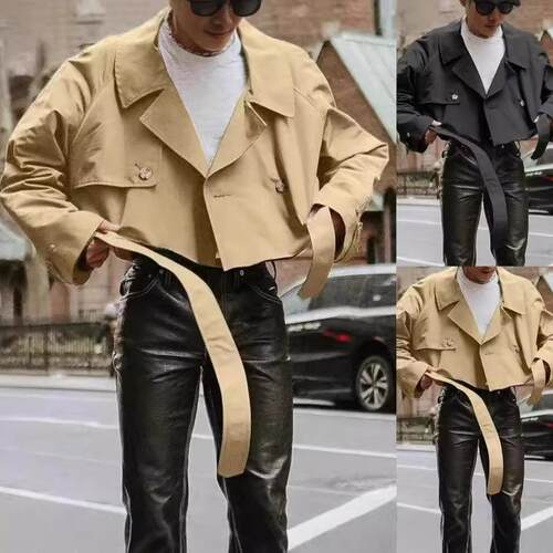 Men's fashionable jacket, waistband, lapel, workwear,