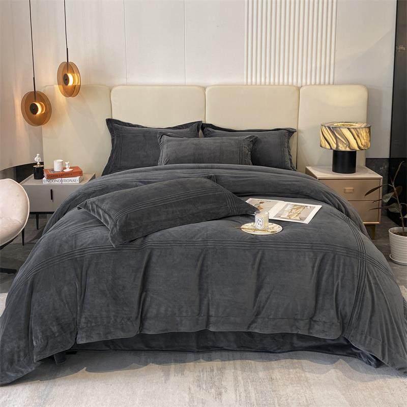 高档牛绒冬款四件套兰用加厚冬季珊瑚绒床单奶被套法绒床上品2023