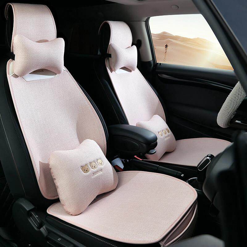 卡通女神款汽车坐垫四季通用半包可爱座垫座套马鞍垫新款优质棉麻