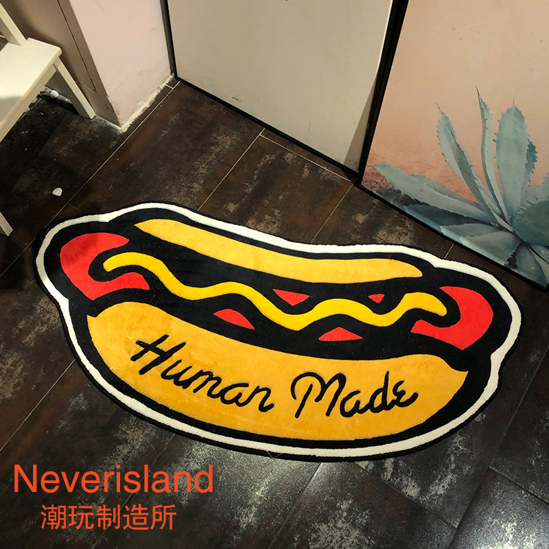 现货HUMAN MADE热狗地毯 潮人坐垫 nigo工作室地垫网红卧室阳台