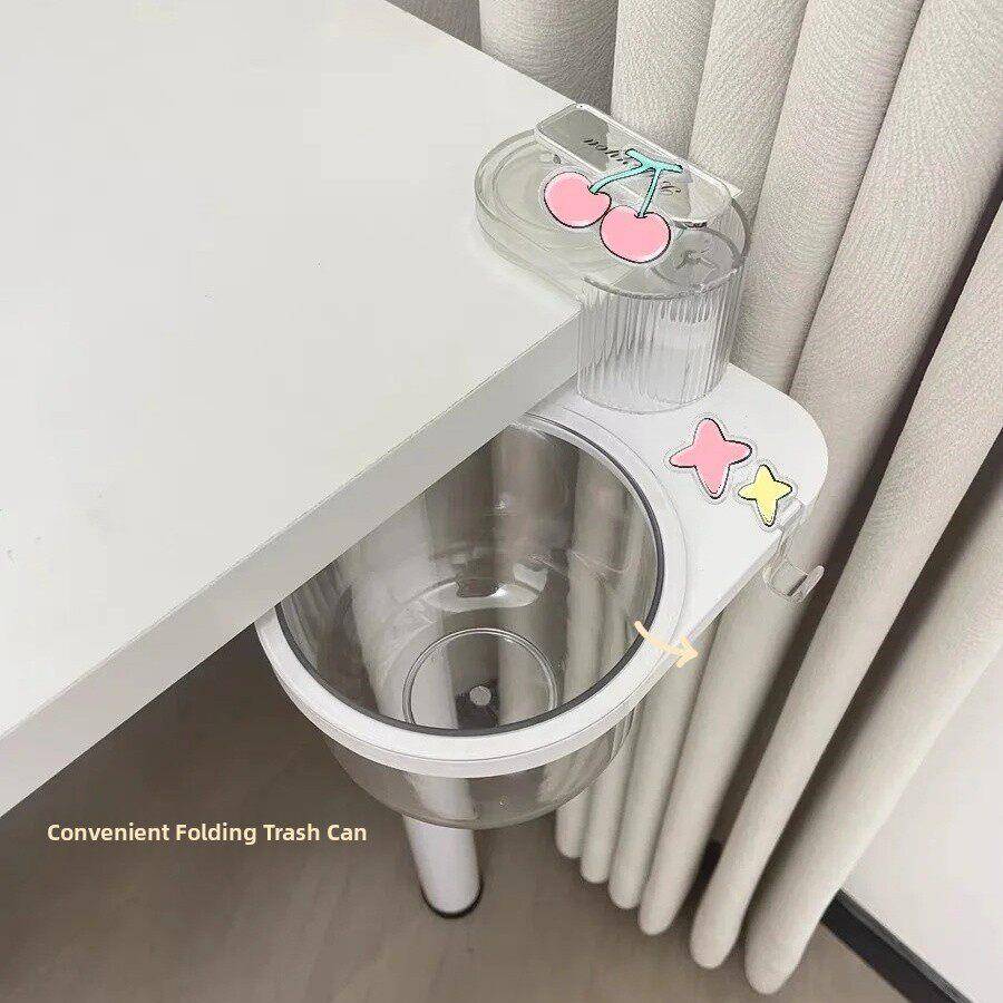 吸盘桌边垃圾桶可旋转办公桌面迷你收纳盒新款家用餐桌书桌废纸篓