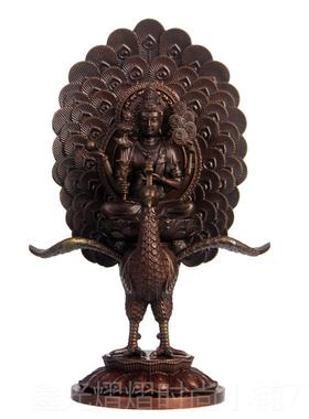 正品真古意法 母孔雀明王菩萨佛像摆件 黄佛铜孔雀明王金光明如像