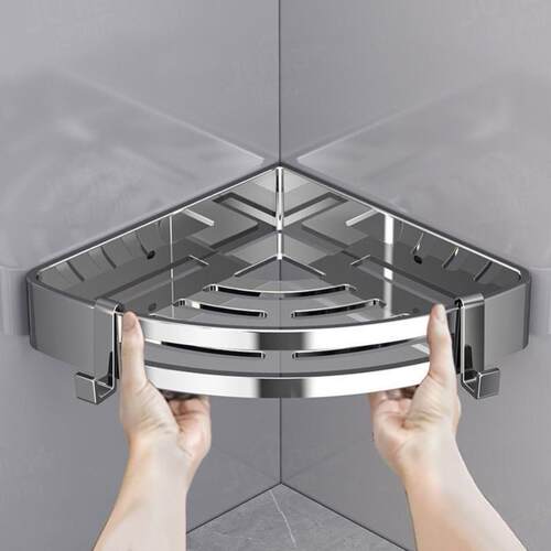 浴室三角置物架免打孔304不锈钢小三角转角架洗手间厨房收纳壁挂