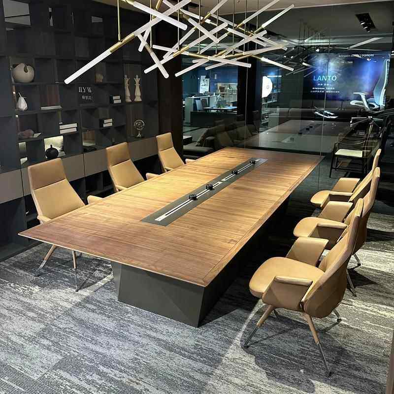 新中式实木会议桌椅组合接待长桌胡桃木简约现代办公室培训洽谈桌,商业/办公家具,会议桌,淘宝优惠券,粉丝福利购,淘宝优惠卷