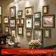 覆古豪华实木相框背景墙照片墙无冲孔新中国风客厅相框墙挂装 饰组