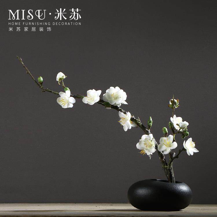 中式简约陶瓷花瓶摆件客厅餐桌插花家居软装饰品禅意仿真梅花套装